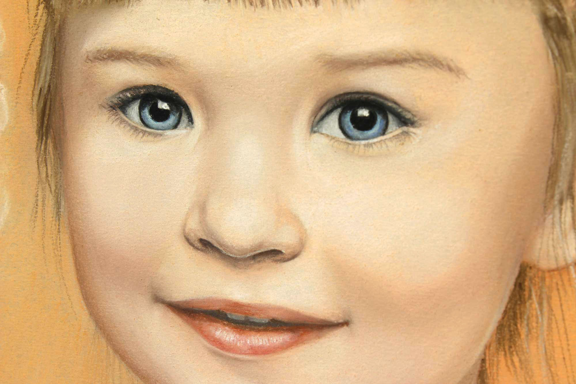 Spalvotas portretas iš nuotraukos, sukurtas vaikams ir šeimai.