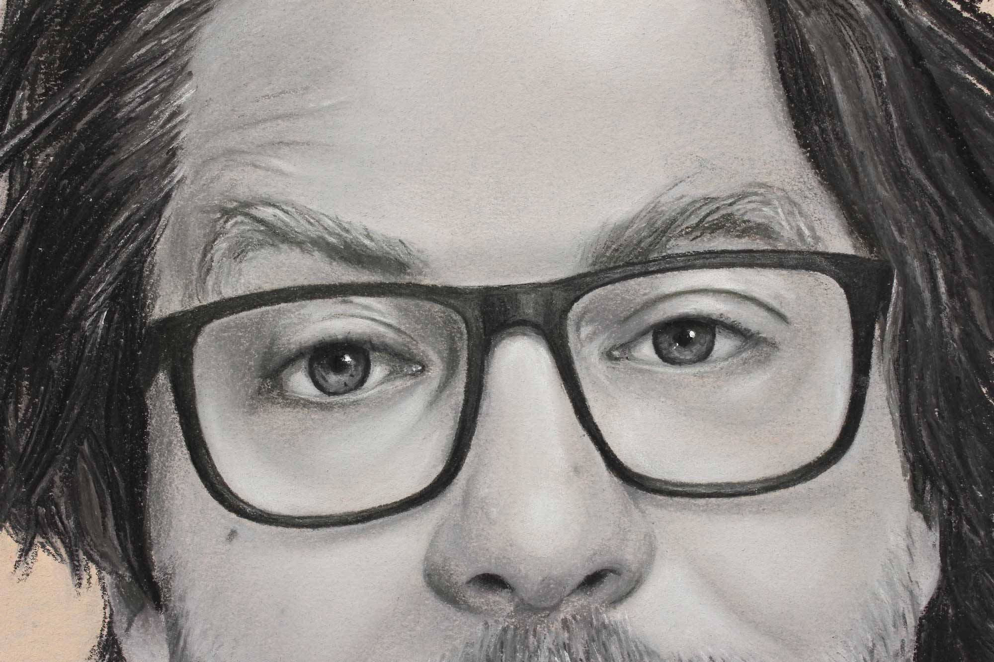 Juodai baltas portretas pagal nuotrauką