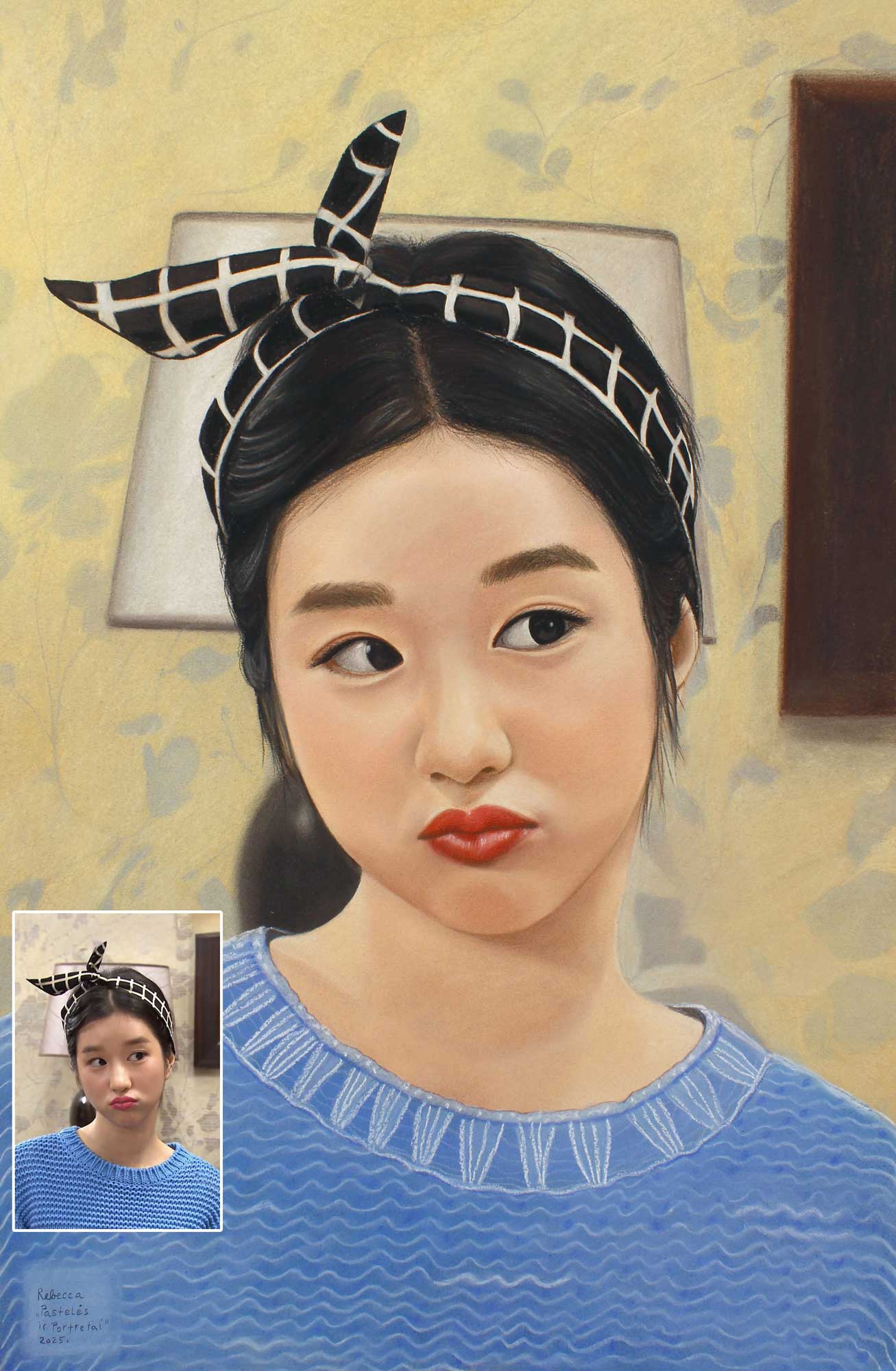 Spalvotas portretas iš nuotraukos, sukurtas vaikams ir šeimai.